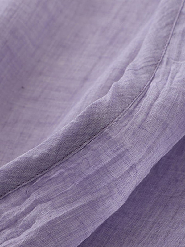 Solid Color Cotton And Linen Top