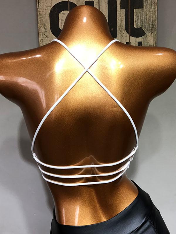 Solid Wrap Backless Spaghetti-Neck Bra