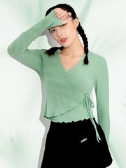 Loose Bandage Solid Color V-Neck Yoga Tops