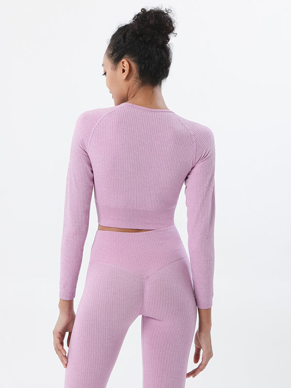 Solid Color Long Sleeves Tees&Leggings Yoga Suits