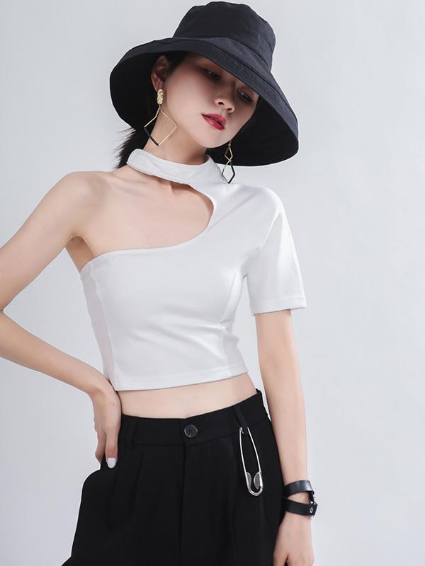 Sexy Wrap Exposed Navel Solid Cropped Tee