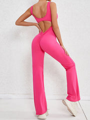 Wrap Hollow Solid Color Spaghetti-Neck Jumpsuits