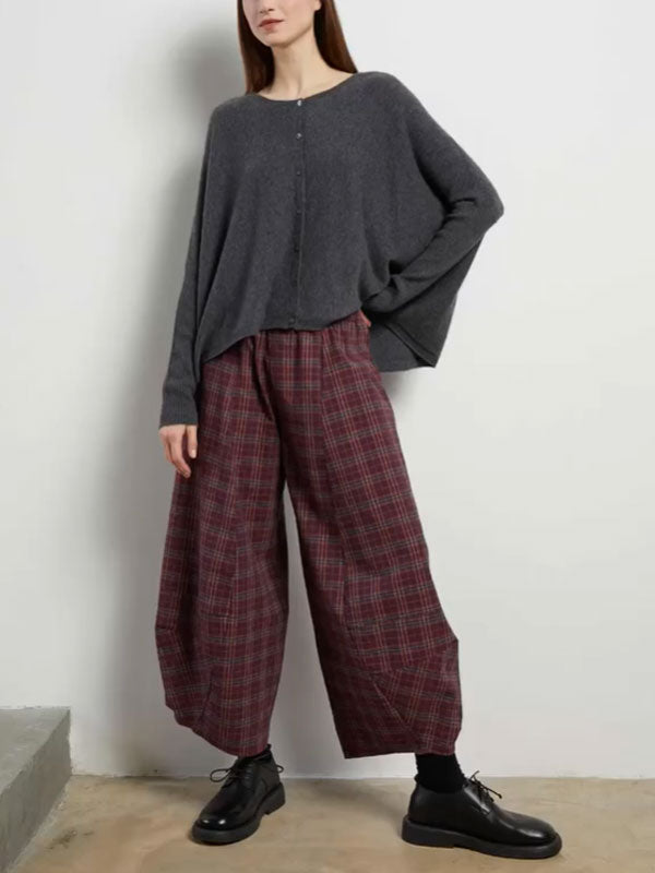 Vintage Checkered Pattern Printed Women's Pants