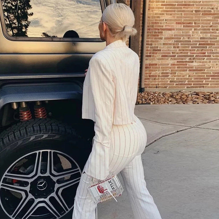 Fashion trend striped suit three-piece set