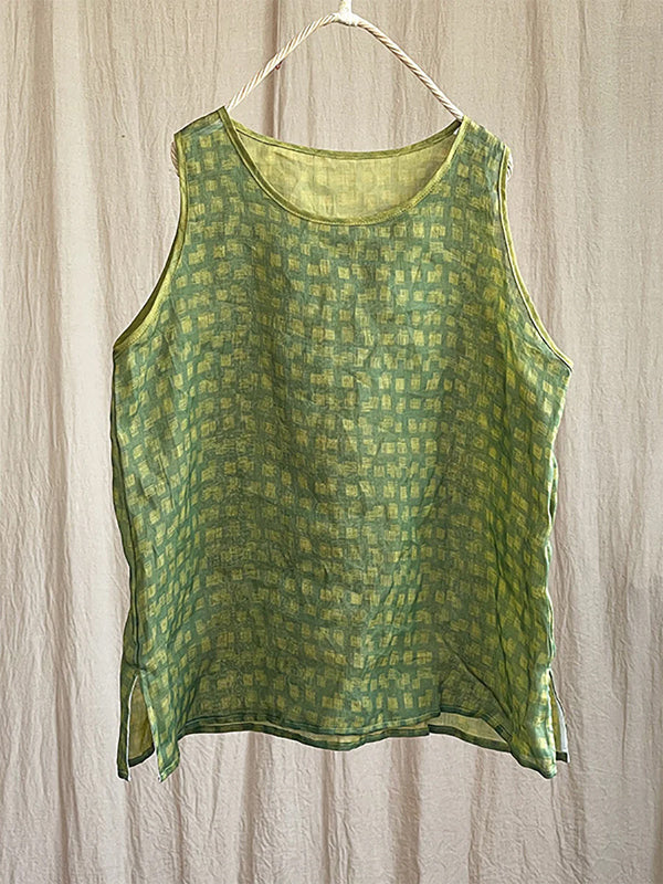 Linen Printed Sleeveless Top