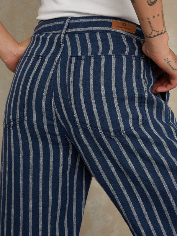 Casual Striped Linen Women's Pants