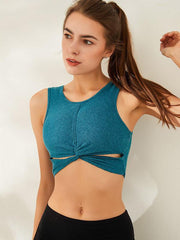 Wrap Solid Color Exposed Navel Vest Top