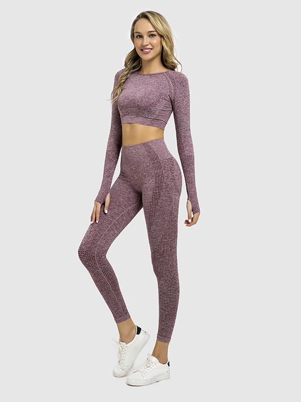 Long Sleeves Exposed Navel Yoga Suits