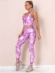 Tie-Dyed Top Bra&Legging Fitness Suits