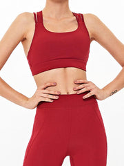 Solid Wrap Sleeveless Yoga Suits