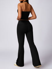 Flared Pants High-Waisted Solid Color Yoga Pants