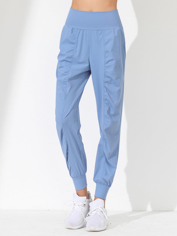 Loose High-Waisted Pockets Solid Color Athletic Pants