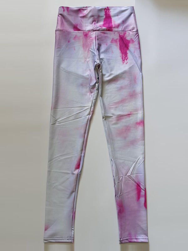 Abstract Printed Hip-Lifting Flexible Sports Leggings