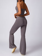 Flared Pants High-Waisted Solid Color Yoga Pants