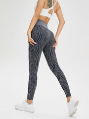 Skinny Leg Wrap Zebra-Stripe Leggings Yoga Bottoms