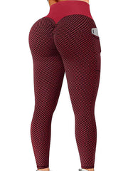 High-Waisted Pocket Hip Lift Solid Color Fitness Yoga Leggings