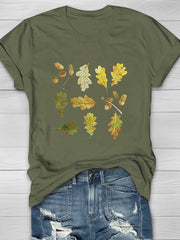 Oak Leaves And Acorns Print Women's T-shirt
