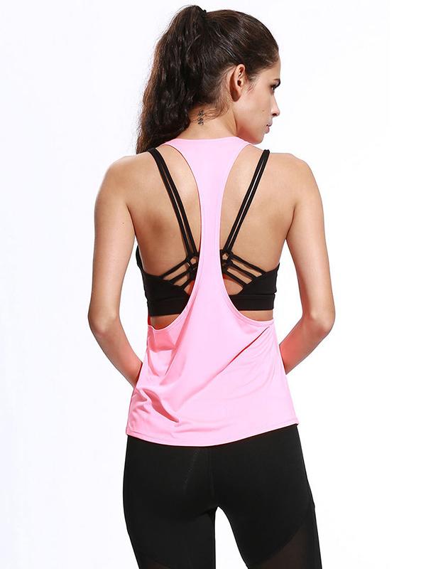 Wrap Solid Color Back Cross Quick Dry Sports Tanks