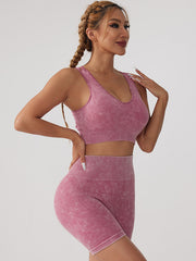 Skinny Solid Color U-Neck Yoga Suits