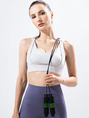 Wrap Back Cross Hollow Solid Color Spaghetti-Neck Sports Bra