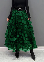 Elegant Black Dot Patchwork Tulle Skirt