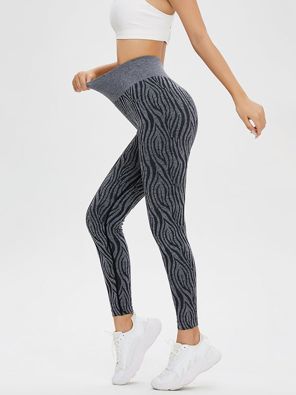 Skinny Leg Wrap Zebra-Stripe Leggings Yoga Bottoms