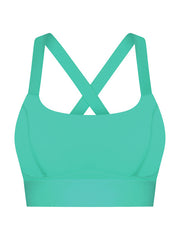 Skinny Wrap Back Cross Yoga Tops Solid Color Spaghetti-Neck Bra