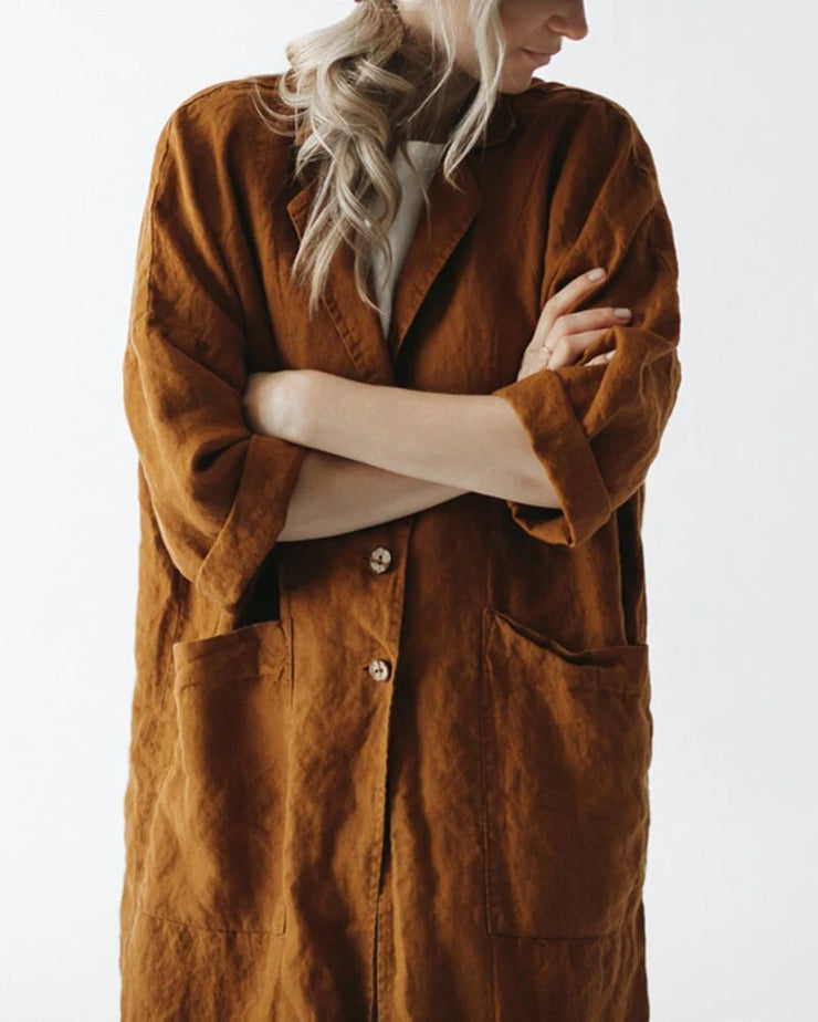Linen kimono coat mustard