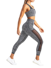 Heather Dot Patchwork Bra&Legging Wrap Sport Suits