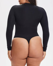 Turtle Neck Long Sleeve Thong Bodysuit