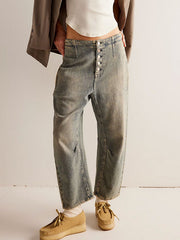 Vintage Aged Multi Button Women's Jeans