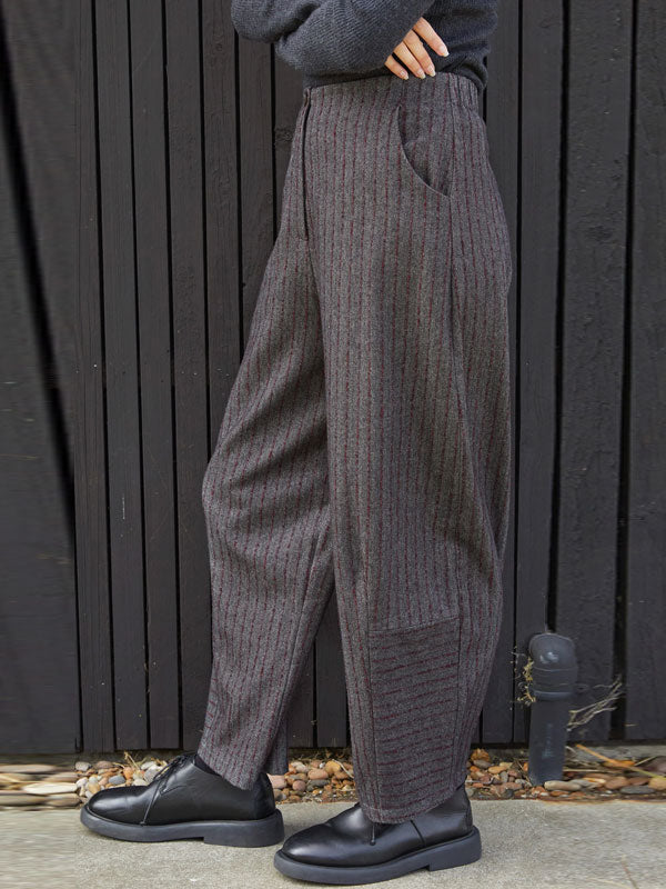 Striped High Waisted Tweed Women's Pants