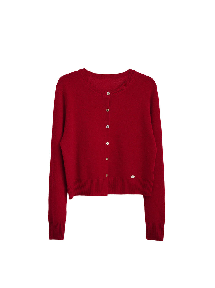 Dayana Round Neck 100% Wool Cardigan