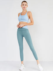 Contrast Color High-Waisted Back Cross Bra&Leggings Suits