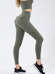 Cutout Interlace Buttock Lifting  Pocket Tight Fitting Gym Suit