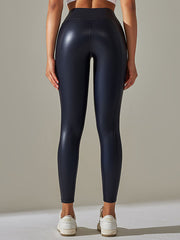 Skinny Leg High-Waisted Solid Color Ninth Pants