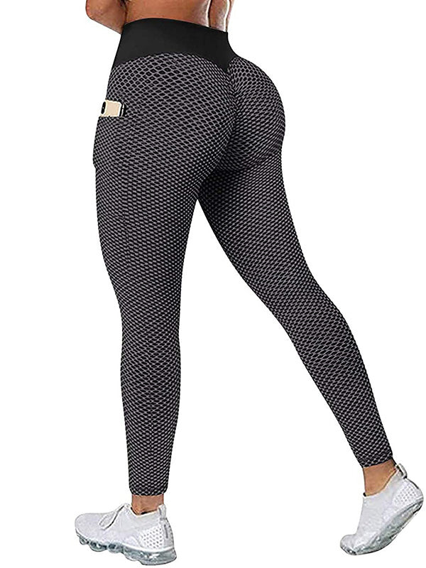 High-Waisted Pocket Hip Lift Solid Color Fitness Yoga Leggings