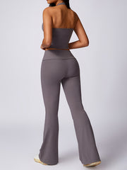 Flared Pants High-Waisted Solid Color Yoga Pants