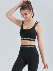 Hip Lifting Yoga Pants Letter Splicing Fitness Two-Piece Suit