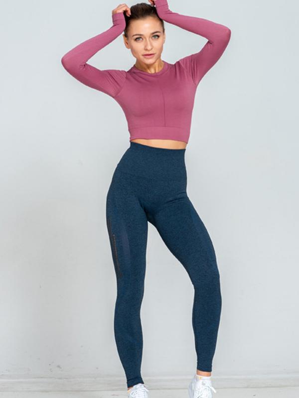 Sexy Solid Hollow Peach Hip Yoga Leggings