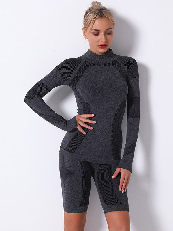 Seamless Knitting Camo Paneled Breathable  Gym Suit