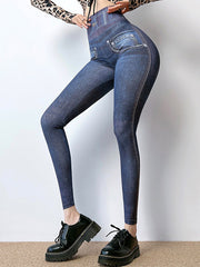 Denim Print High-Waist Leggings