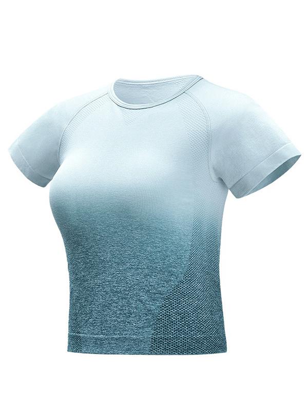 Gradient Wrap Exposed Navel Yoga Tees