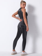 Seamless Knitting Camo Paneled Breathable  Gym Suit