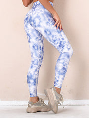 Tie-Dyed High Waisted Hips Lift Wrap Sport Leggings