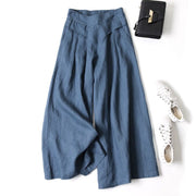 Cotton linen loose semi-elastic cropped pants