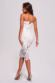 Emily Strapless Lace Midi Bandage Dress