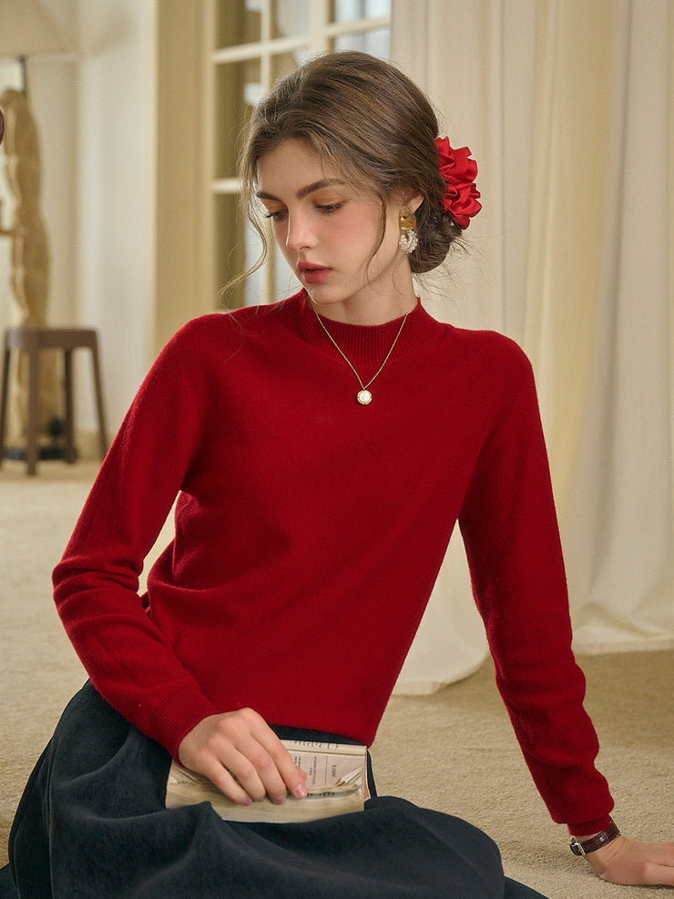 Kamari Mock Neck 100% Wool Slim Fit Knit Sweater