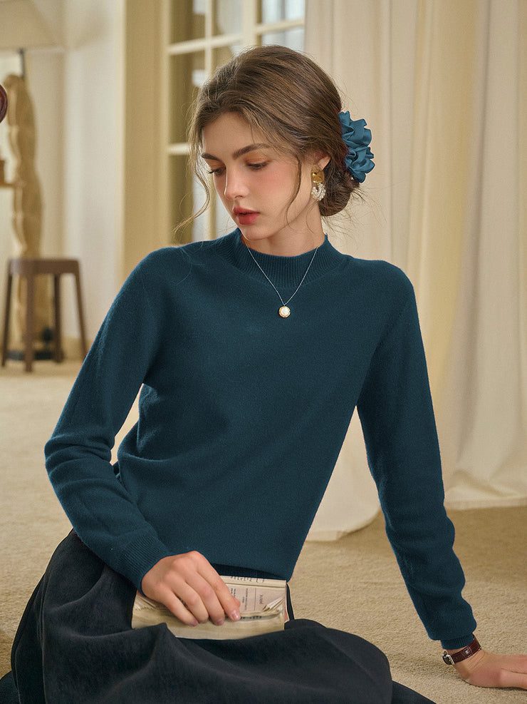 Kamari Mock Neck 100% Wool Slim Fit Knit Sweater