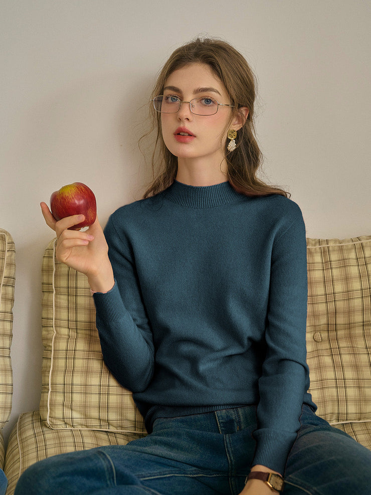 Kamari Mock Neck 100% Wool Slim Fit Knit Sweater